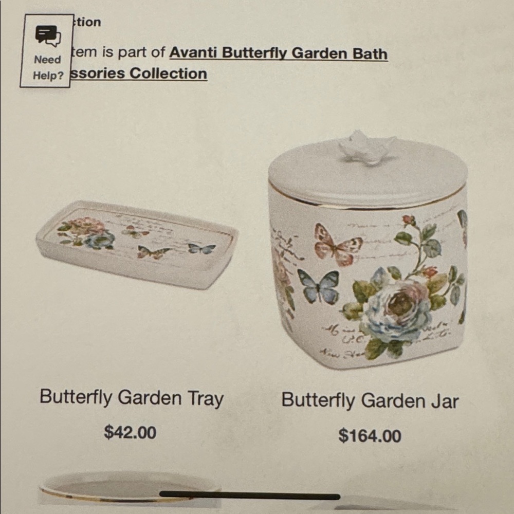 NWT Avanti Butterfly Garden Jar with Avanti Butterfly Garden Tray - Picture 10 of 13
